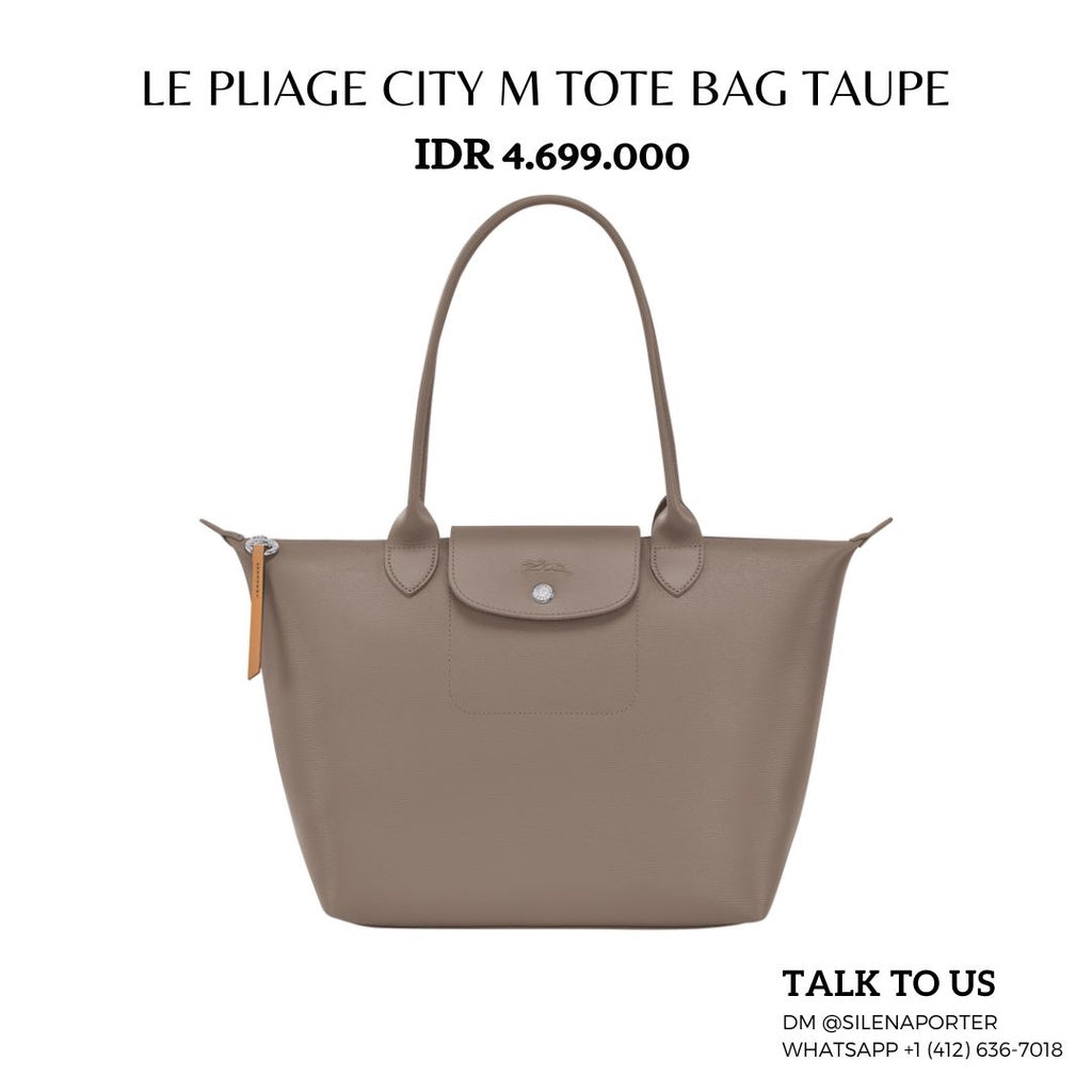 Longchamp Le Pliage City M Tote Bag In Taupe