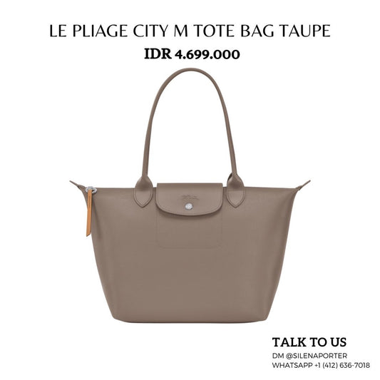 Longchamp Le Pliage City M Tote Bag In Taupe